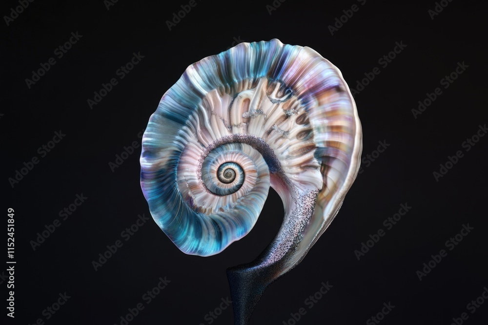 Aufkleber a close-up view of a shell perched on a stick, suitable for use in outdoor-themed designs or as a de