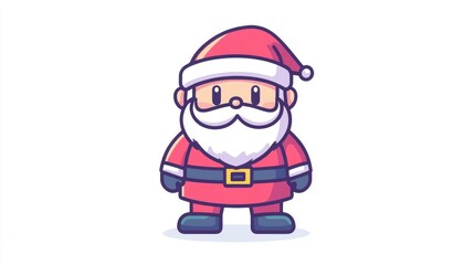 Children's drawing of Santa Claus in red coat and hat on pure white background New Year with holiday