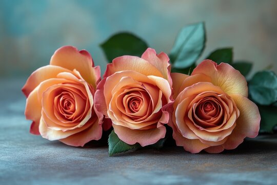 Fresh cut orange roses placed on a table - Powered by Adobe