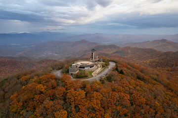 Aerial View of Brasstown Bald, Georgia in the Fall