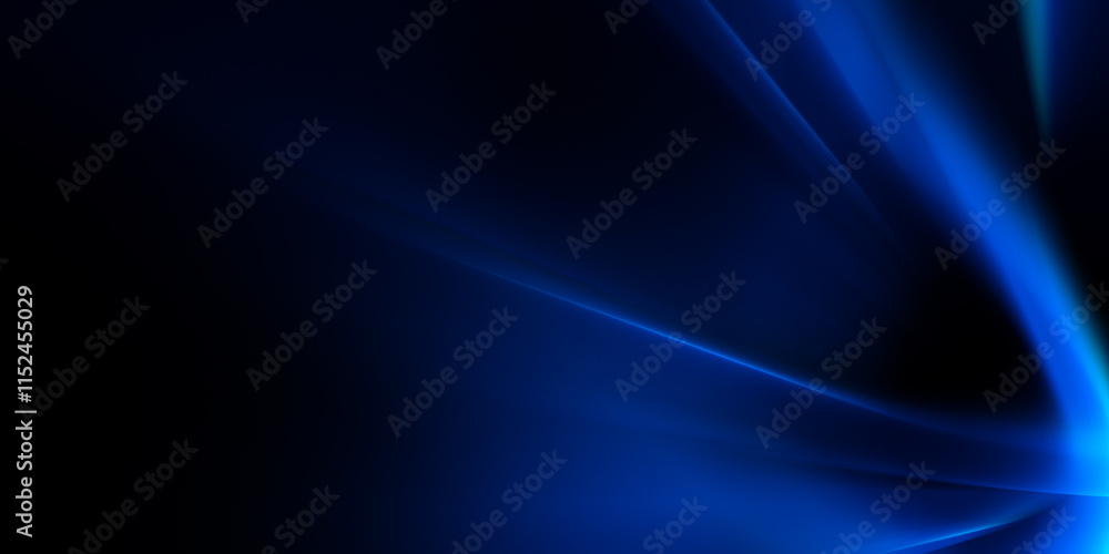Poster abstract shiny color blue wave design element on dark background. science design