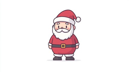 Children's drawing of Santa Claus in red coat and hat on pure white background New Year with holiday
