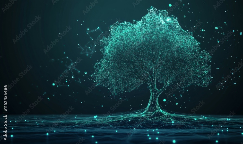 Aufkleber a futuristic polygonal tree concept that could be used in biotechnology or bioengineering.