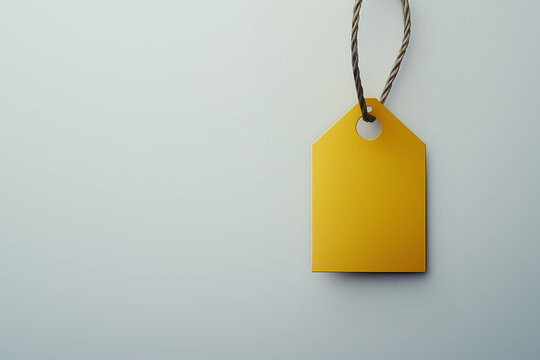 Yellow blank price tag on twine for retail and marketing design