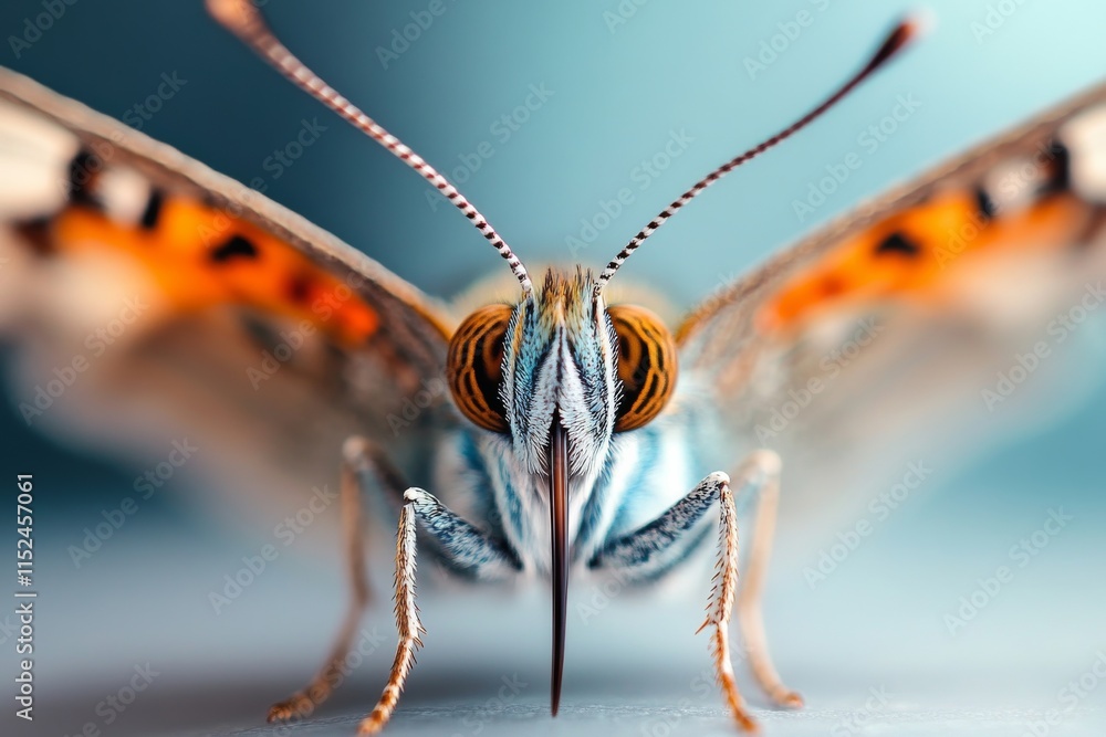 Aufkleber close-up view of a butterfly showcasing vibrant colors and intricate details in a soft background du