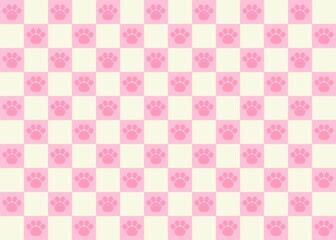 足跡がかくれた市松模様（ピンク）