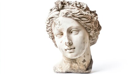 Gypsum copy of ancient statue Venus head isolated on white background