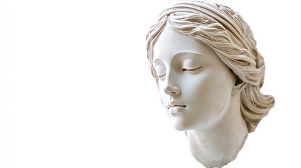 Gypsum copy of ancient statue Venus head isolated on white background