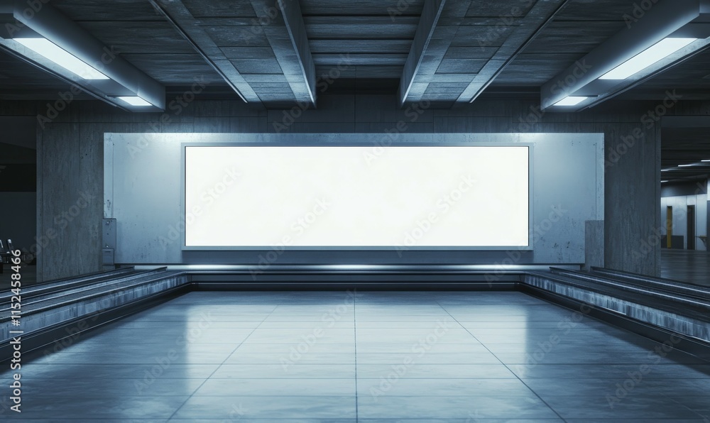 Poster a mockup of a blank screen at the baggage conveyor belt in an airport. the screen will serve as a ca