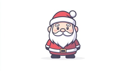 Children's drawing of Santa Claus in red coat and hat on pure white background New Year with holiday