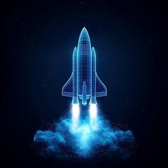 Fototapeta premium Sleek shuttle blasting through bright glowing atmosphere image