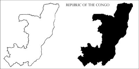 Republic of the Congo Blank Map, Republic of the Congo Map Outline Vector Images