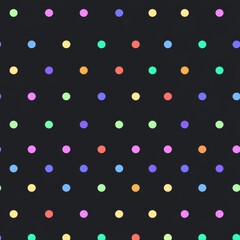 A continuous geometric pattern featuring polka dots against a black backdrop..Geometric polka dots seamlessly blend with a black background..A smooth, geometric design of polka dots on a black