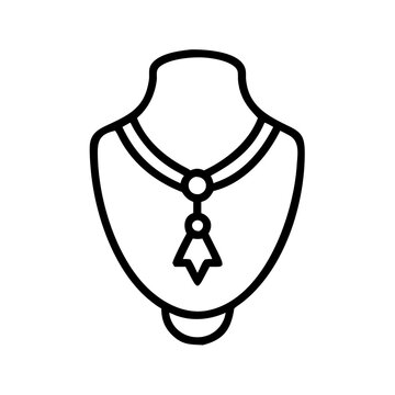 recommend clip art: Necklace icon with pendant, minimalist line art