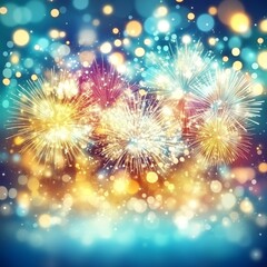 Fototapeta premium Holiday backdrop with fireworks design for a greeting card .Fireworks-themed holiday background for a greeting card .Greeting card featuring a holiday background with fireworks .A holiday greeting