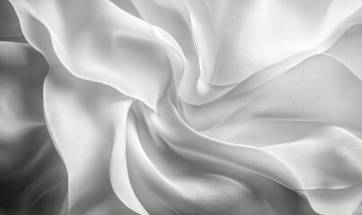 Fototapeta premium Abstract textures of flowing silk, folds forming a minimal composition in black and white.
