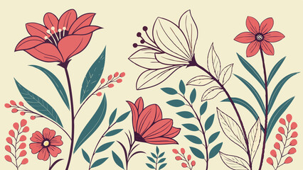The image is a background pattern featuring flowers. It appears to be a floral design created through painting, drawing, or illustration, suitable for use in fabric or other artistic projects.