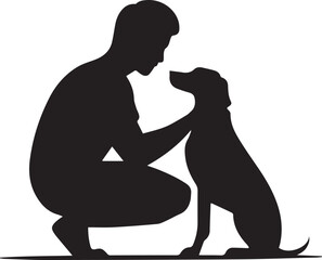 silhouette of a person with dog