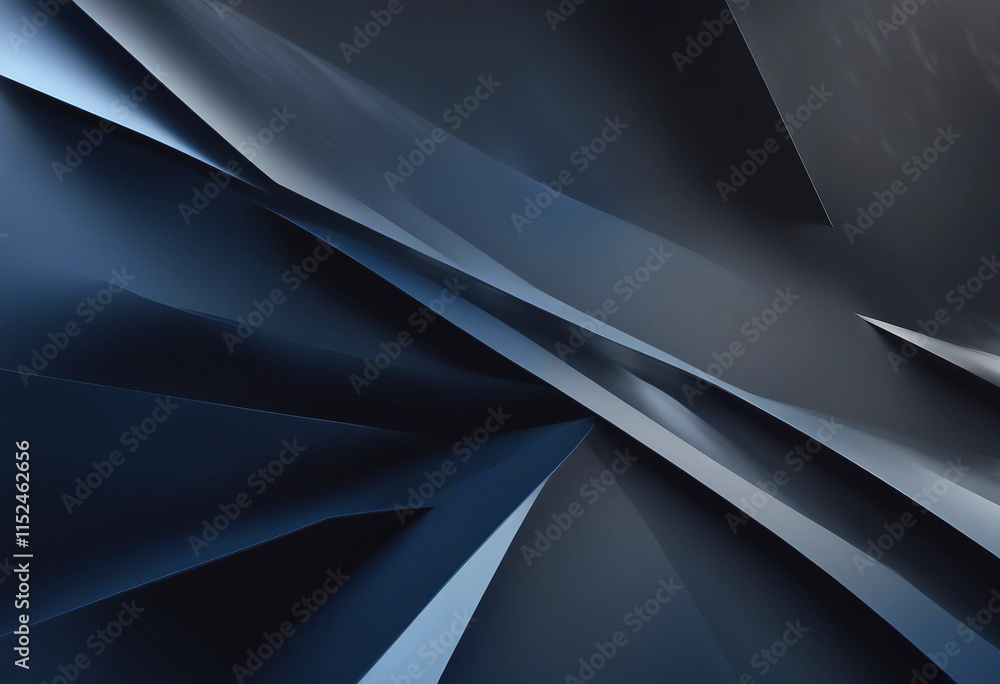 Poster black dark blue abstract modern background geometric shape line angle diagonal triangle 3d gradient