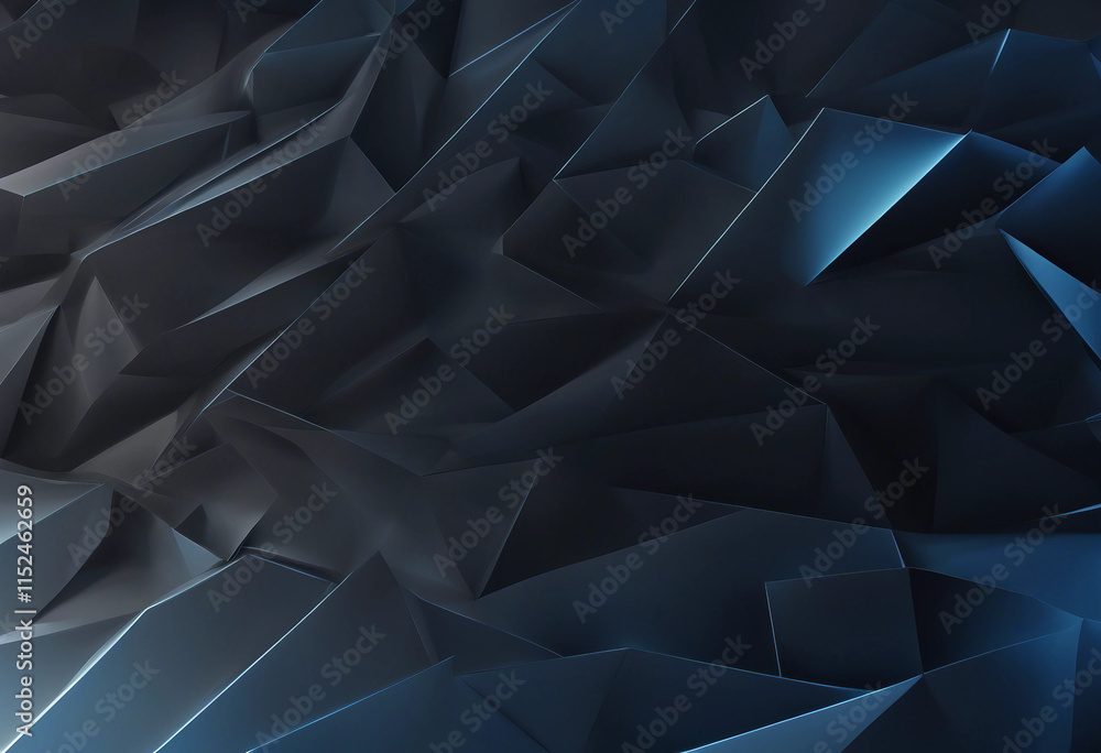 Poster black dark blue abstract modern background geometric shape line angle diagonal triangle 3d gradient