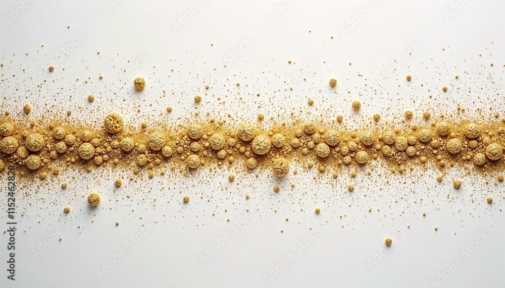 Poster soft arrangement of golden glitter on a white canvas emphasizing simplicity and sparkle