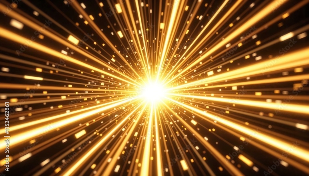 Poster radiant golden burst effect with glowing lines in high-resolution digital design