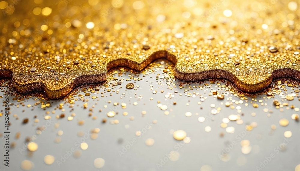 Poster compact golden glitter pattern creating a magical effect on white background