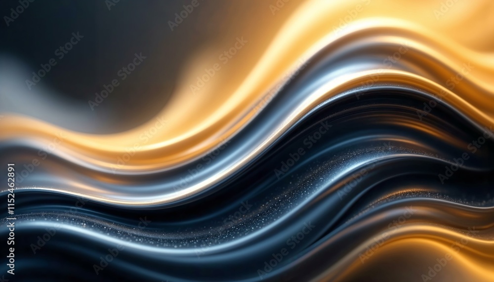 Poster dynamic golden wave in minimalistic digital illustration with soft lighting