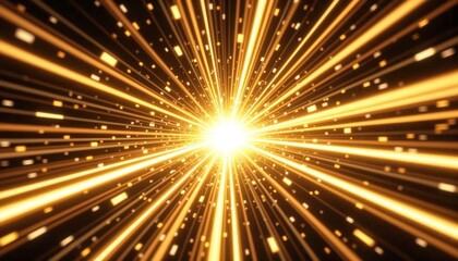 Fototapeta premium Radiant golden burst effect with glowing lines in high-resolution digital design