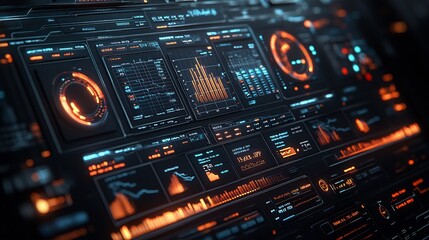 Obraz premium Budgeting depicted a futuristic financial dashboard with graphs and charts displaying cost management and expense forecasting in a sleek design
