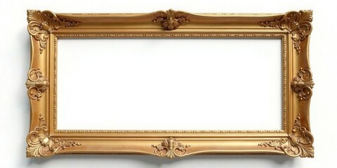 Ornate Gold Rectangular Frame, Ideal for Elegant Presentation of Artwork or Photography