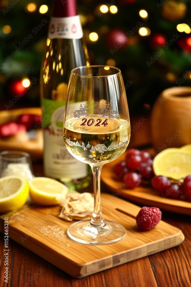 Poster greetings with an empty background. a happy new year card featuring figures 2024 set against a light