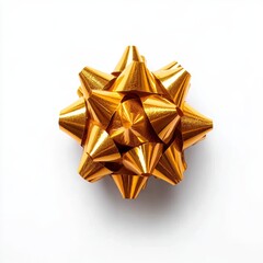 Big orange gift bow, ornamental gift, decorative ribbon, clear background