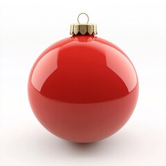 A red Christmas ball decoration on a transparent background..A Christmas tree decoration featuring a red ball with a bow..A hanging red glass ball cutout..A cut-out of a red Christmas glass ball on a