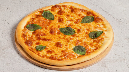 Pizza margarita on tray isolated