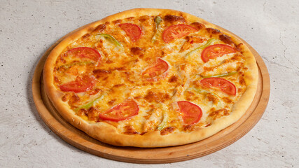Pizza margarita on tray isolated
