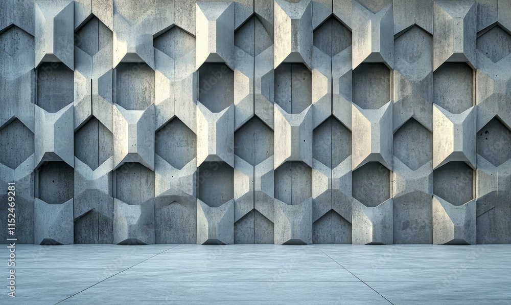 Aufkleber arabesque tiles arranged to create a 3d wall. concrete, futuristic background formed from polished b