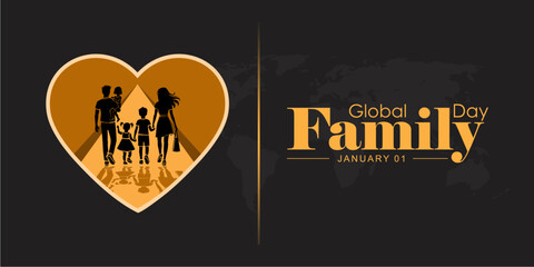 Happy Global Family Day Celebration. Creative Banner Design for Global Family Day. International Family Day Wishing Greeting Card, banner and social media posts.