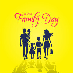 Happy Global Family Day Celebration. Creative Banner Design for Global Family Day. International Family Day Wishing Greeting Card, banner and social media posts.