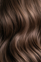 Fototapeta premium Close-up of wavy brown hair with smooth texture and highlights