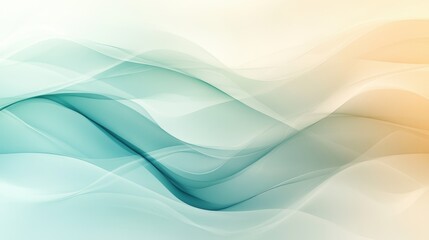Obraz premium Abstract flowing waves with layered gradients in teal and soft orange tones, creating a tranquil and dynamic design that evokes a sense of movement and harmony. Background