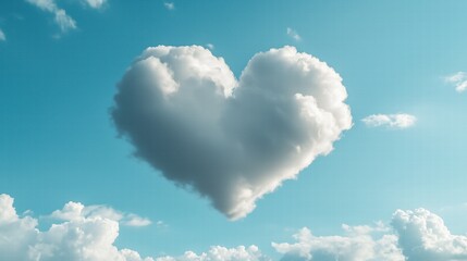 Heart-shaped cloud against blue sky. romantic and dreamy visual concept