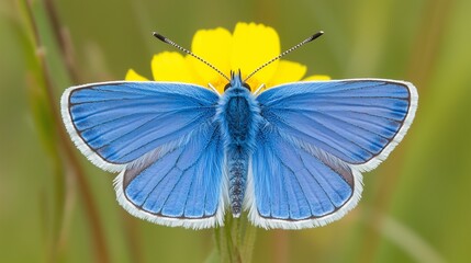 Captivating Image of a Vivid Butterfly Resting on a Yellow Wildflower