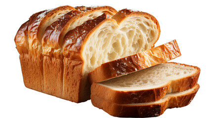 One clean slice of white bread, ideal for minimalist or ingredient-based food photography, studio view, isolated on transparent background.