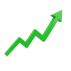 PNG, green upward graph isolated on transparent, financial growth, market growth, upward trajectory, rising values, positive growth