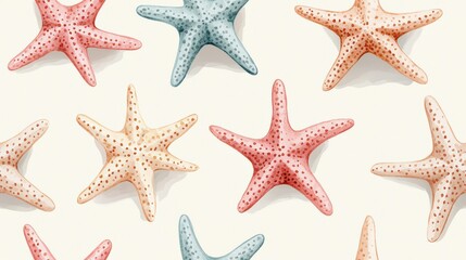 Pastel starfish pattern, beach summer design