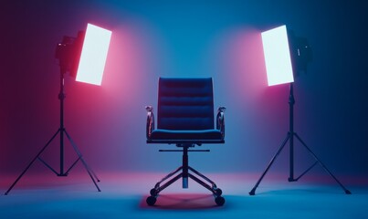 Directors Chair with Studio Lights. .