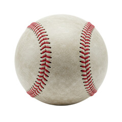 White baseball isolated on transparent background, clean baseball, sports equipment, leather baseball, white ball, athletic equipment
