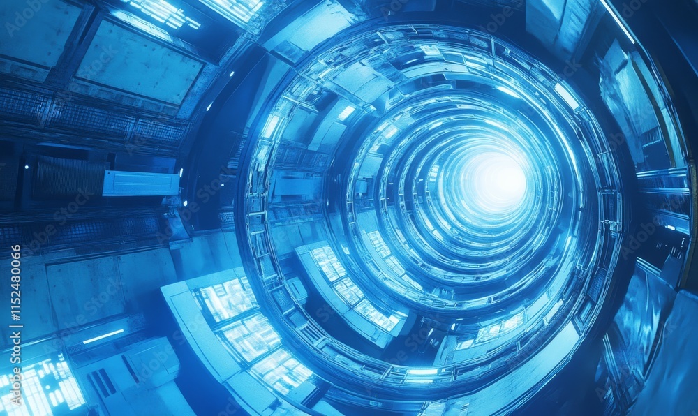 Poster data transfer concept. blue, futuristic digital style. 3d render.