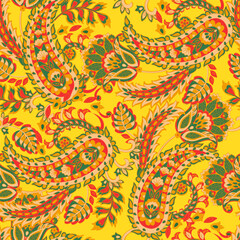 Paisley Floral oriental ethnic Pattern. Seamless Arabic Ornament. Ornamental motifs of the Indian fabric patterns.